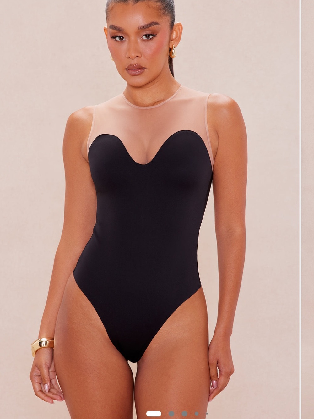 Sheer Black Bodysuit with Nude Top